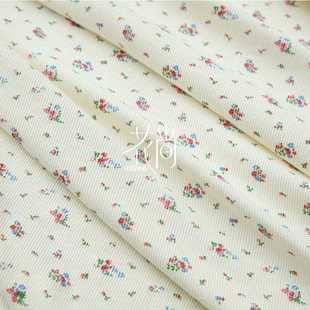 新款直销针织罗纹坑条面料 复古碎花布料纯棉2*2罗文 弹力罗文打