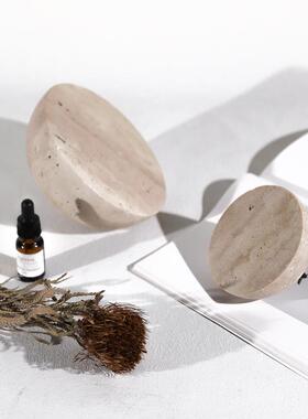 新款直销创意侘寂风洞石半圆摆件家居样板间酒店民宿客厅电视柜摆