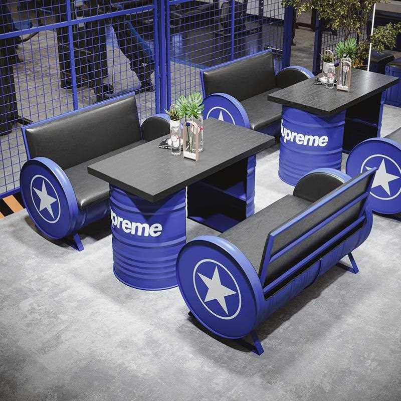 新款直销餐厅酒吧卡座沙发清吧复古工业风铁艺餐桌火锅店油桶桌椅,商业/办公家具,卡座,淘宝优惠券,粉丝福利购,淘宝优惠卷