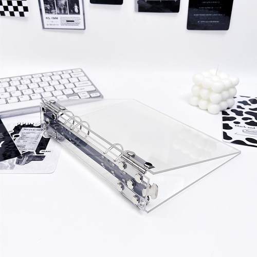 新款直销A5手账本可拆卸活页夹6孔亚克力活页本高清透明笔记本外