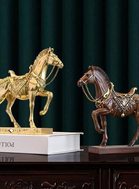 新款直销跨境高级家居栅栏骏马树脂工艺品摆件客厅电视柜酒柜马雕