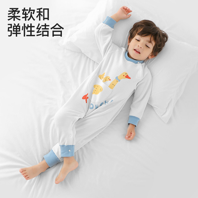 CHILDRENS ONE-PIECE PAJAMAS SPRING AND AUTUMN BABY ONE-PIECE BOYS COTTON SLEEPING BAGS GIRLS BABY ONESIES HOME AIR CONDITIONING CLOTHES