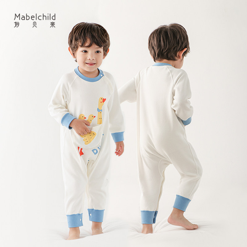CHILDRENS ONE-PIECE PAJAMAS SPRING AND AUTUMN BABY ONE-PIECE BOYS COTTON SLEEPING BAGS GIRLS BABY ONESIES HOME AIR CONDITIONING CLOTHES