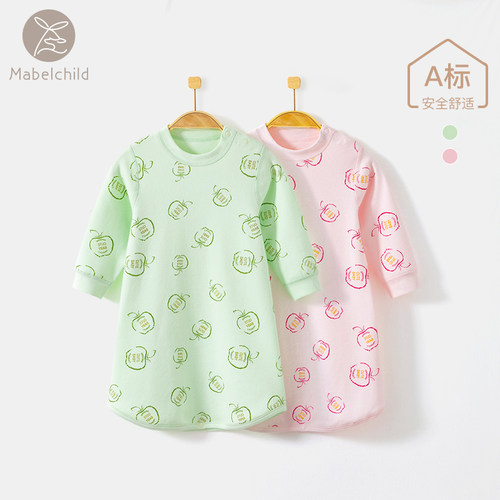 mabelchild婴儿睡袍长袖睡裙纯棉