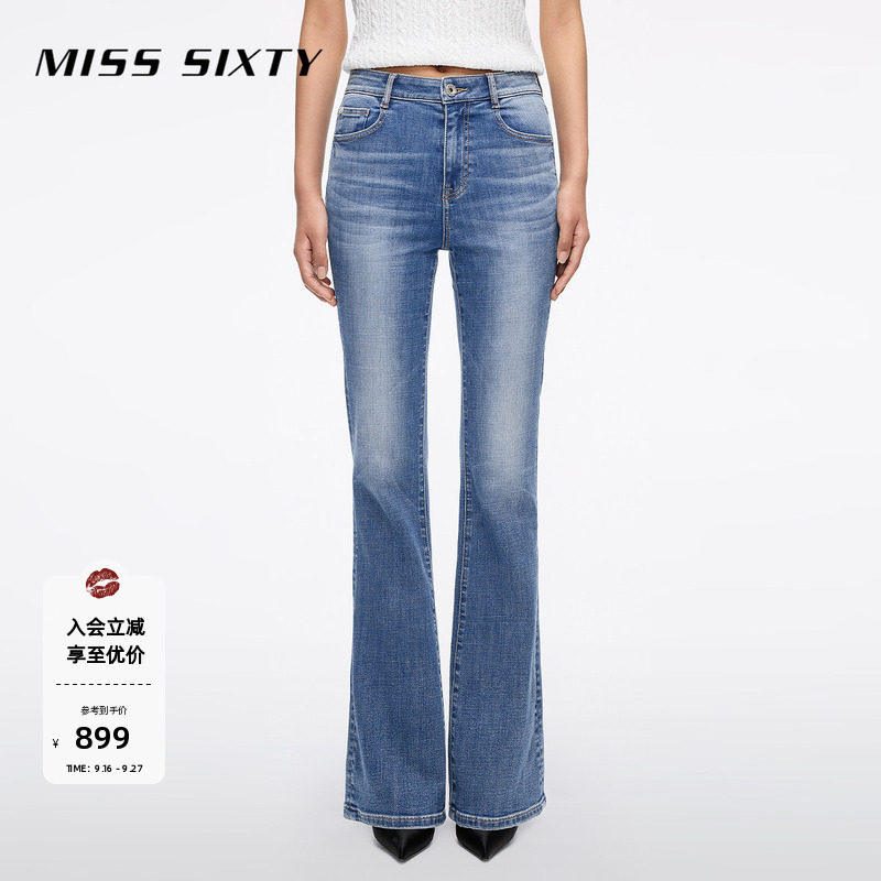 【含莱赛尔】Miss Sixty2026春款牛仔裤女复古修身弹显瘦微喇叭裤图片
