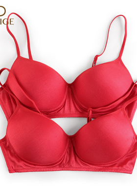 里外100%桑蚕丝红色本命年内衣女托胸收副乳无钢圈真丝文胸罩套装