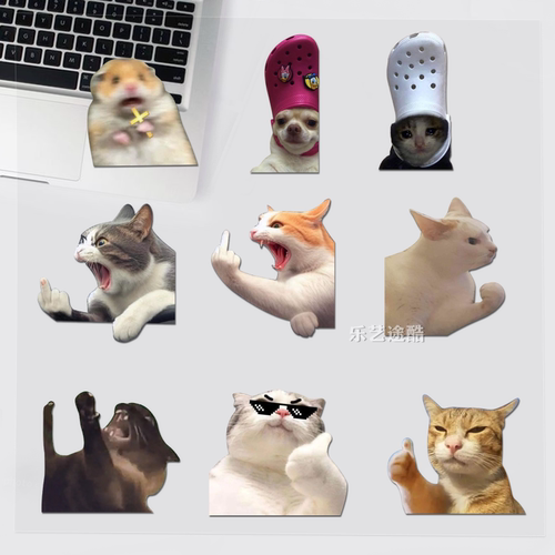 可爱宠物猫咪平面防水贴纸TLP