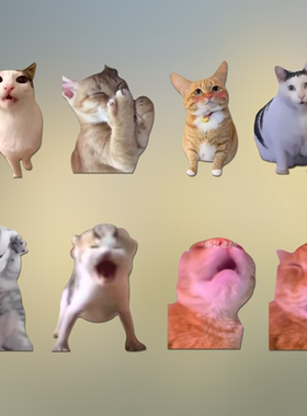 反光车贴MEME猫猫表情搞怪表情包HUM迷糊猫车窗平板防水汽车贴纸