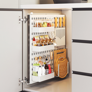 厨房侧拉篮极窄抽屉式橱柜内洞洞板置物架不锈钢调料篮抽拉收纳架