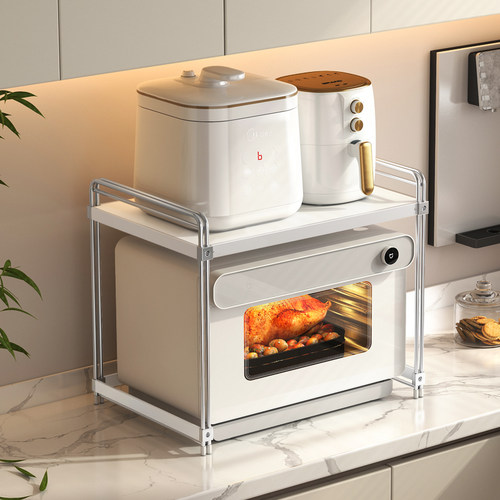 不锈钢钢化玻璃厨房微波炉置物架