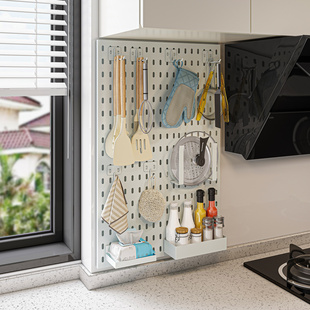 厨房洞洞板置物架不锈钢定制多功能家用调料架刀架壁挂配件收纳架