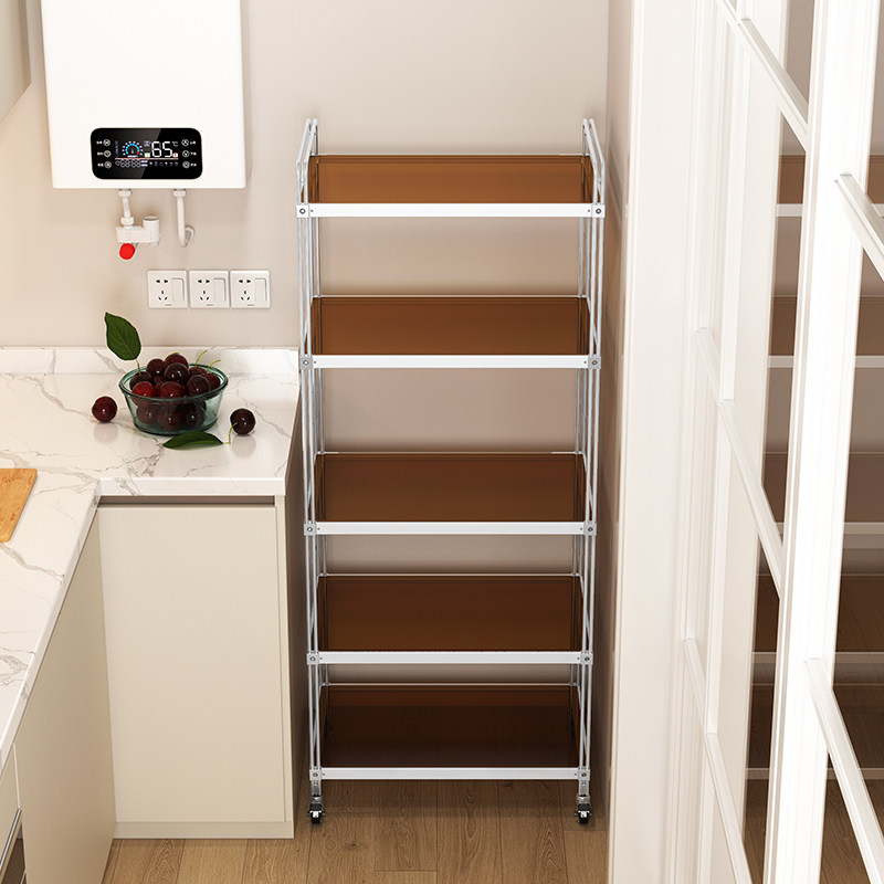 钢化玻璃厨房置物架落地多层锅架