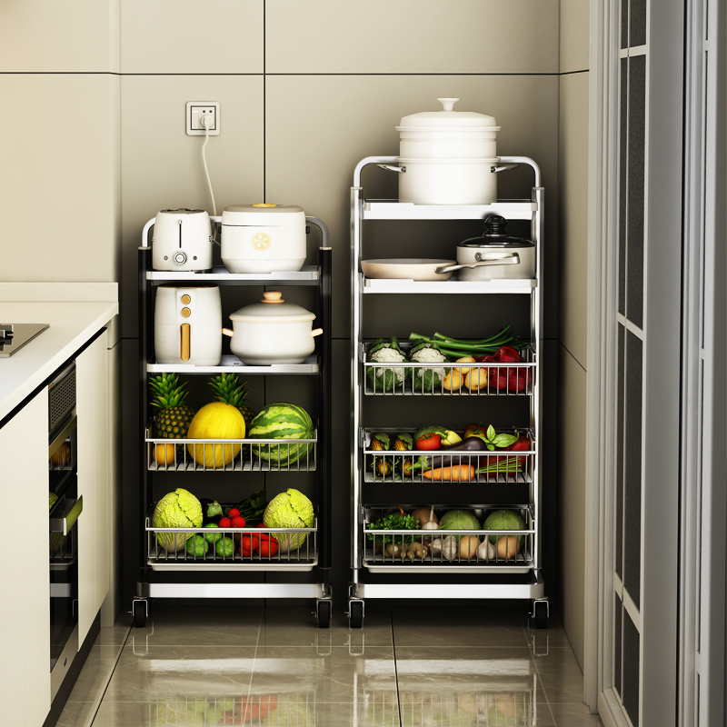 厨房蔬菜置物架落地多层小推车