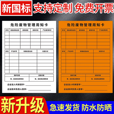 危废管理周知卡标识牌多类卡