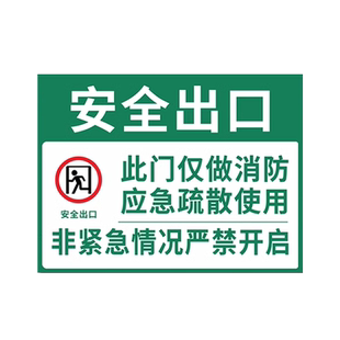 安全门标识应急出口紧急出口指示牌消防通道标识牌绿色逃生通道紧急疏散通道铝板亚克力标志牌室内安全贴纸