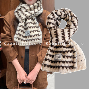 小香针织毛线厚围巾女学生秋冬季韩系软糯护颈短小围脖送女友礼物