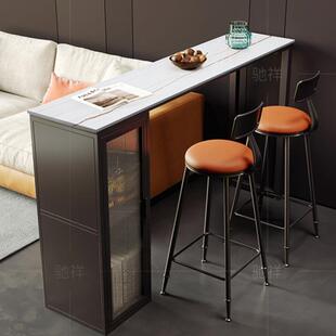 新款直销北欧铁艺高脚桌椅组合家用简约吧台桌酒吧靠墙隔断储物酒