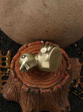 新款直销黄铜小鸭子茶宠茶几摆件古铜工艺品可爱鸭鸭车载小摆件摆