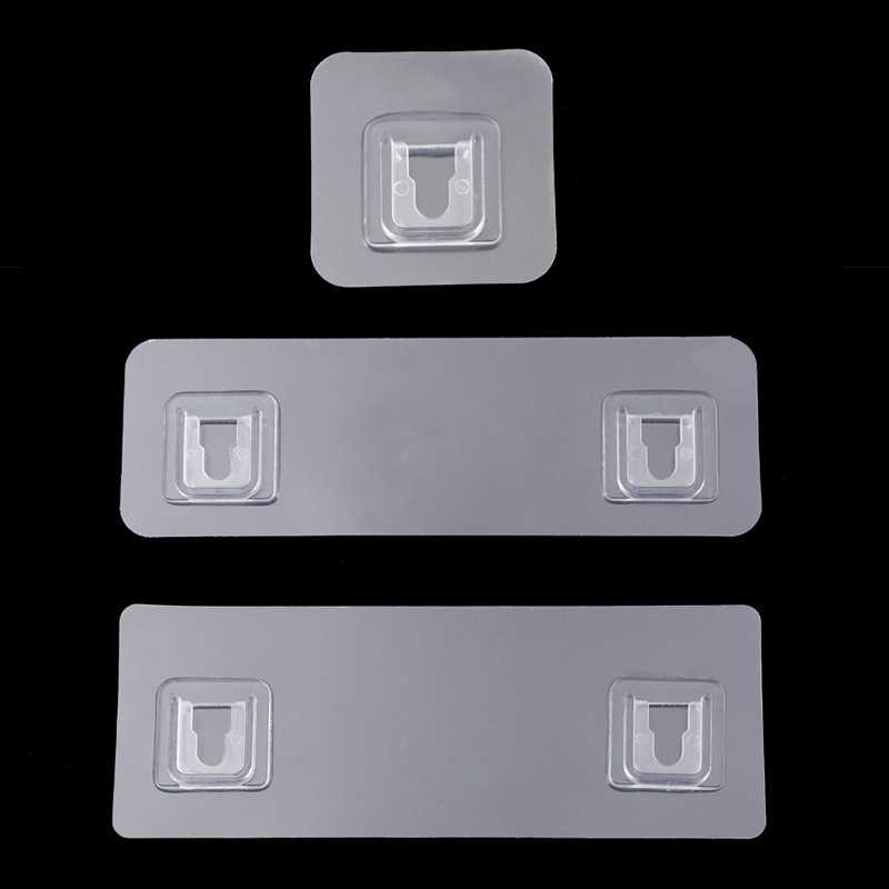 新款直销厂销免打孔透明无痕贴片壁挂浴室置物架配件厨房子母卡扣