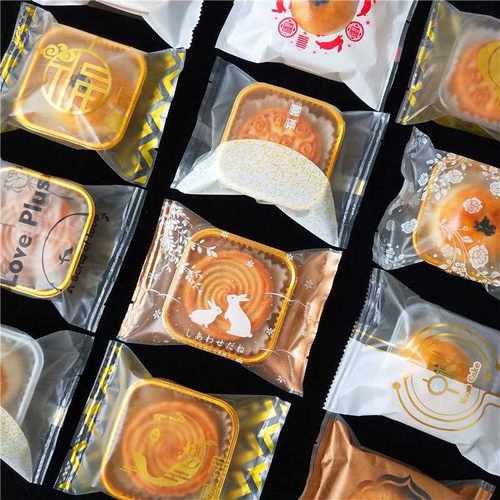 新款直销透明磨砂月饼包装袋 机封袋 广式80g冰皮月饼含托 蛋黄酥