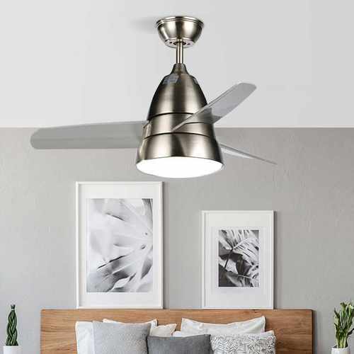 新款直销EGLO现代LED风扇灯 卧室黑色白色风扇灯36寸简约儿童房吊