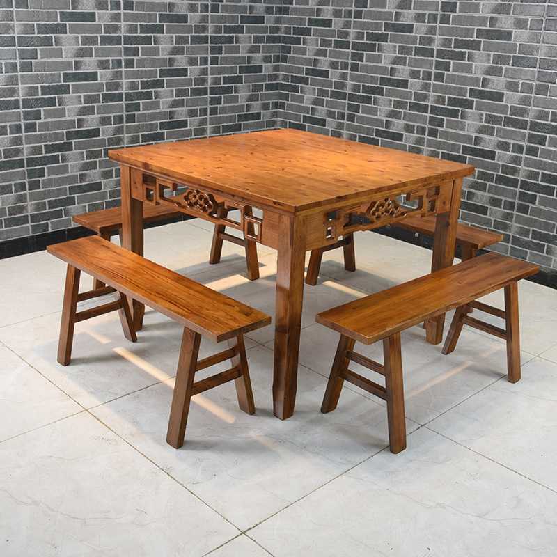 新款直销餐桌实木方桌八仙八仙桌中式商用餐桌椅组合正方形食堂方