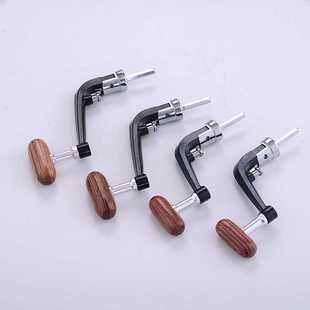 新款直销渔轮配件木把大中号实木摇把渔轮钓鱼摇柄鱼轮手把金属管