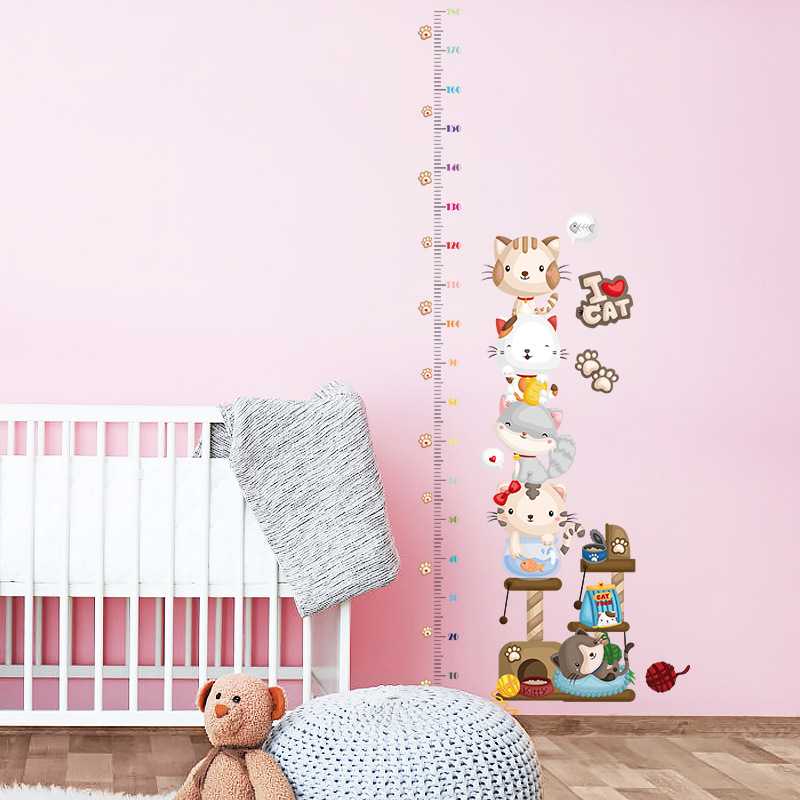 新款直销SK9332 卡通猫咪身高贴 儿童房幼儿园装饰 礼品墙贴壁画