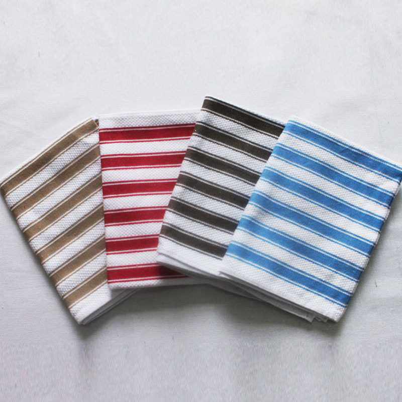 新款直销经典色织条纹格子外贸厨房巾茶巾洗碗巾套装棉质抹布厨房