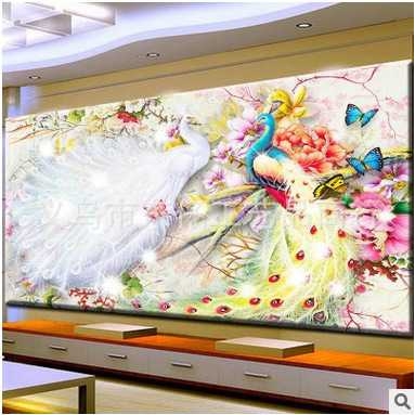 新款直销2022年装饰画满钻外贸diy花开富贵孔雀销售8图片