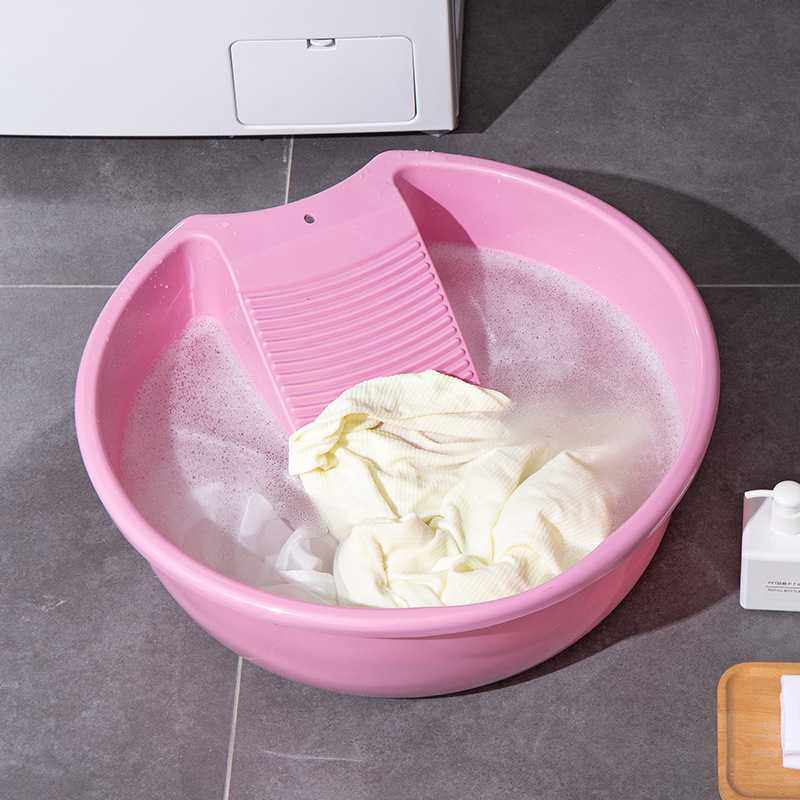 新款直销洗衣盆带搓板带洗衣板的大号脸盆加厚婴儿搓衣盆多功能加