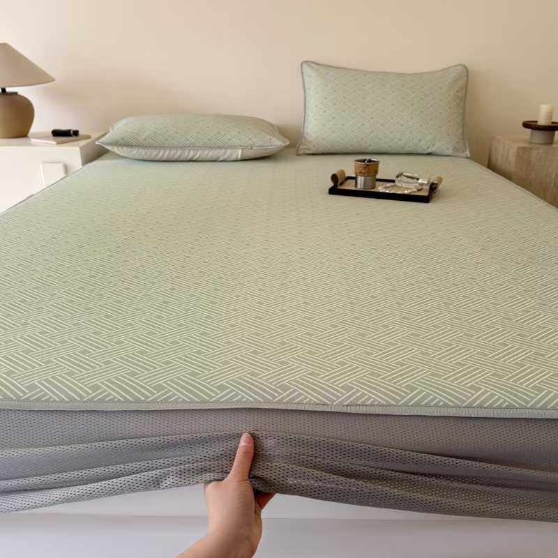 新款直销2025新款A类冰藤席床笠三件套夏季冰丝凉席可机洗宿舍空,床上用品,冰丝席,淘宝优惠券,粉丝福利购,淘宝优惠卷