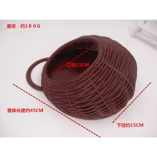 新款直销仿藤编金钟柳壁挂装饰绿色吊篮客厅室内塑料假绿植藤蔓吊