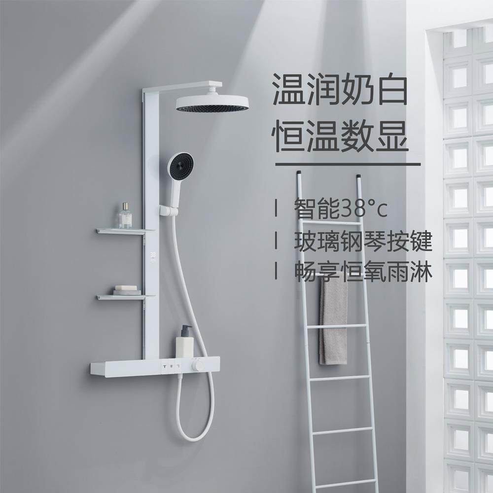 新款直销全铜枪灰镜雨多功能恒温数显淋浴增压花洒套装家用豪华大