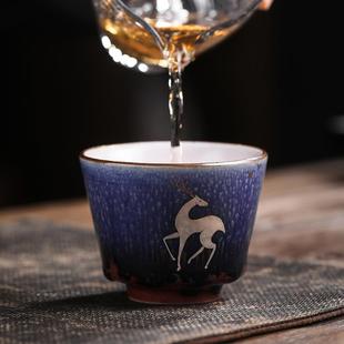 新款 主人杯个人杯单杯大号品茗 直销日式 手工窑变陶瓷茶杯4个套装