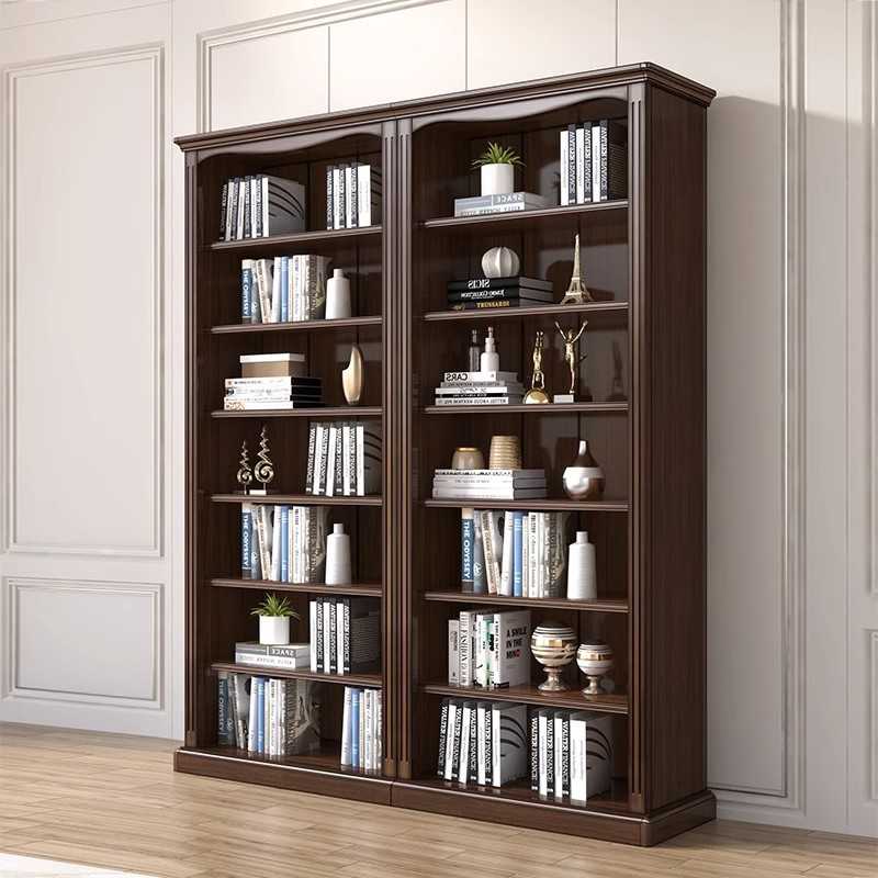 新款直销美式全实木书架自由组合无门书柜置物架落地新中式书橱陈