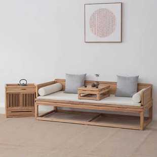 新款直销新中式罗汉床榫卯北榆木实木罗汉塌小户型家具休闲午睡沙