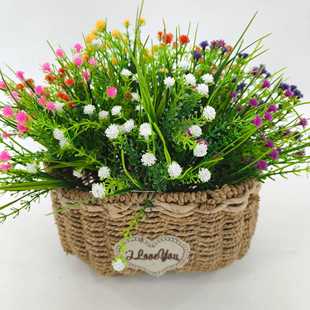 新款直销小清新春草满天星仿真花假花外贸插花家庭装饰婚庆8