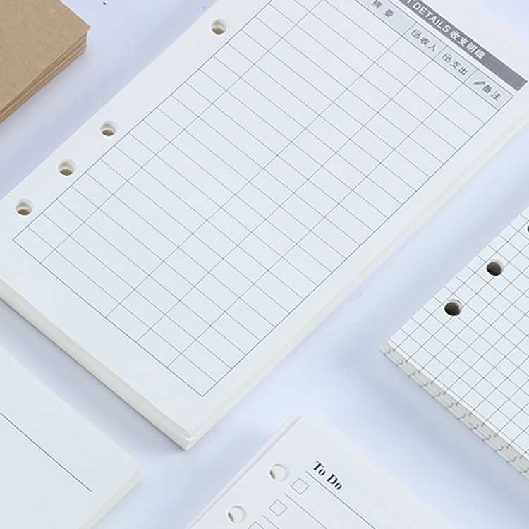 新款直销 a6笔记本80张100克道林纸6孔活页本a5记事本替换内芯8