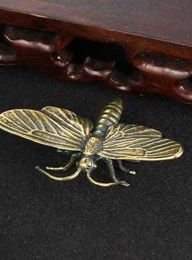 新款直销手工实心黄铜飞蛾铜摆件创意做旧仿古铜器昆虫桌宠装饰收