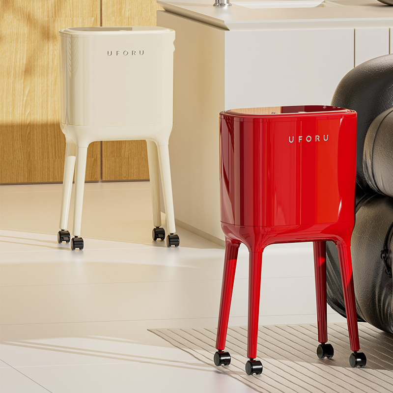 高颜值ins风高款带轮垃圾桶