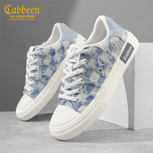 卡宾男鞋2026新款破洞牛仔板鞋男百搭时尚休闲鞋潮流青少年男鞋
