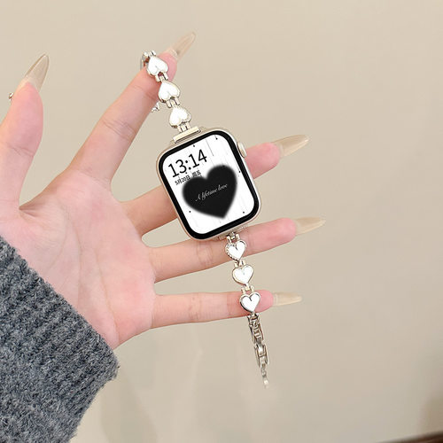 适用AppleWatch金属爱心表带替换