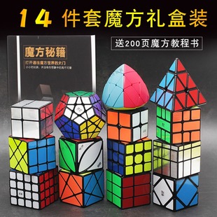 儿童益智玩具 奇艺魔方全套三阶异形金字塔镜面枫叶鲁班锁礼盒套装