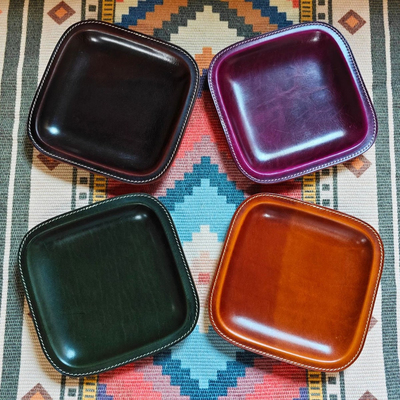 双层牛皮一体文玩收纳托盘