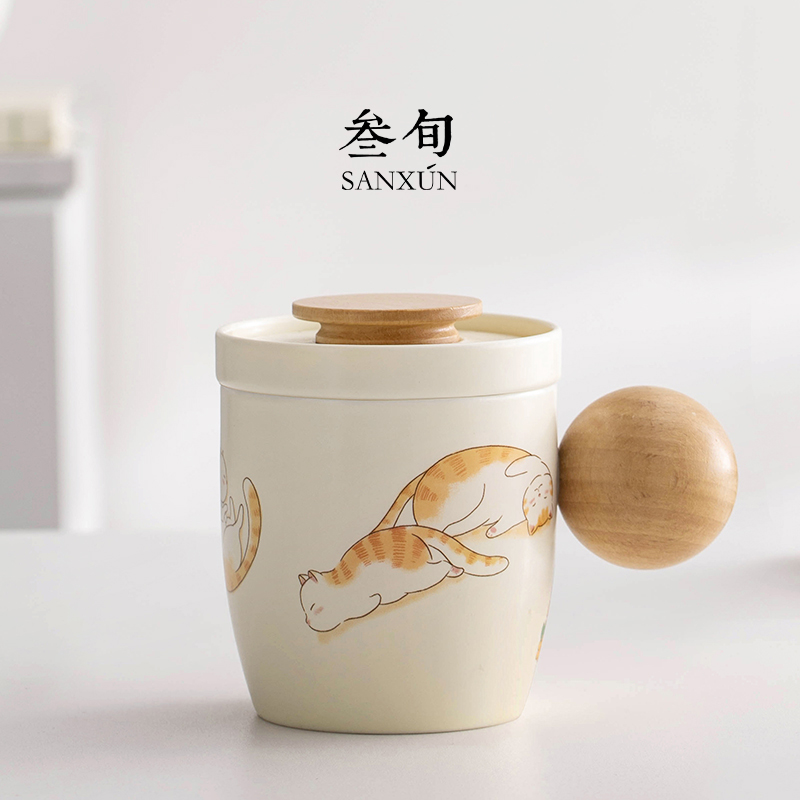 叁旬招财猫泡茶马克杯可爱