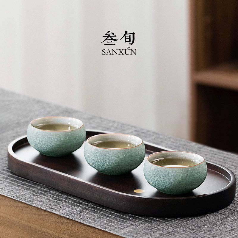 开片汝窑茶杯叁旬陶瓷图片
