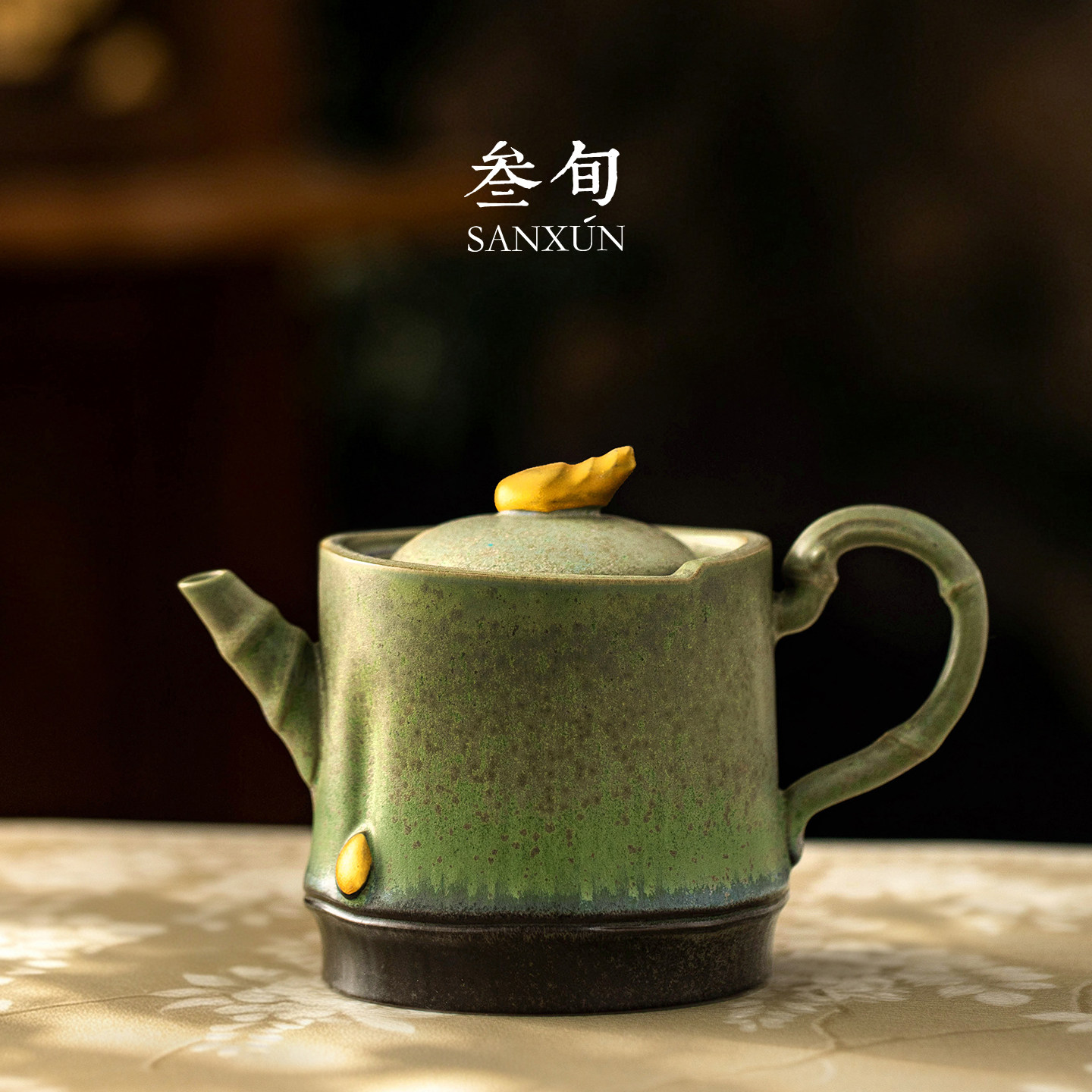 叁旬节节高升手绘描金泡茶壶单壶家用高档陶瓷功夫茶具实用伴手礼