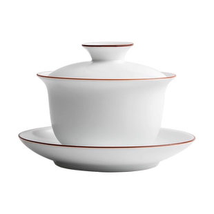 叁旬 脂白三才盖碗茶杯单个陶瓷功夫茶具日式泡茶碗定窑白瓷盖碗