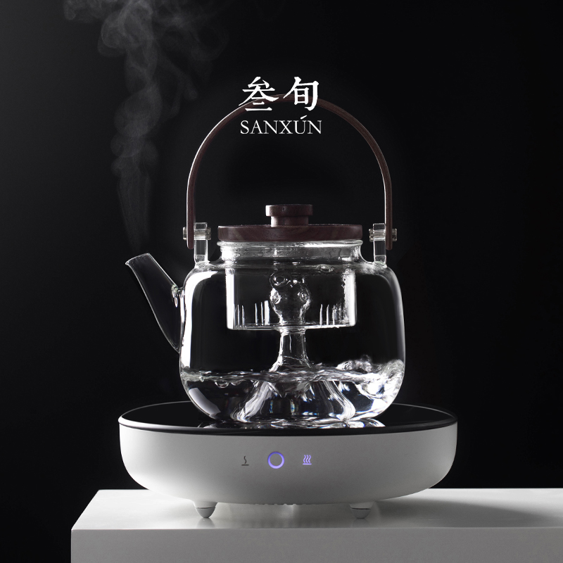 叁旬玻璃煮茶壶泡茶专用电陶炉烧水壶套装蒸茶器家用围炉室内全套